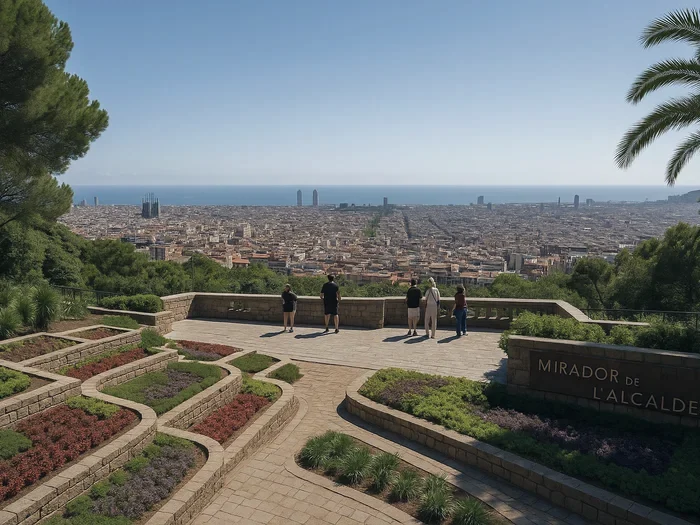The Mirador de l'Alcalde gardens on Montjuïc above the city