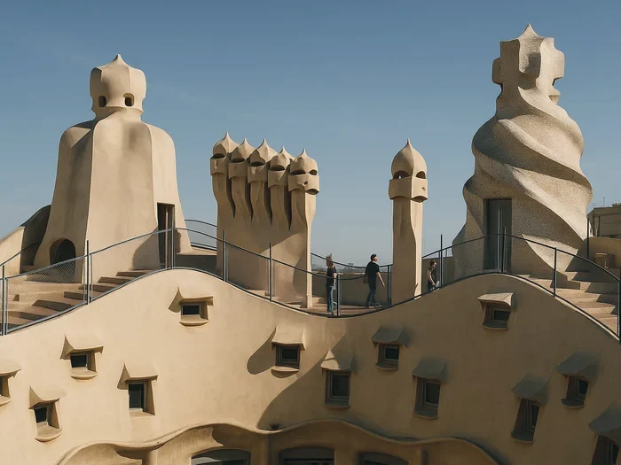 The sculpted chimneys on the roof of Casa Milà