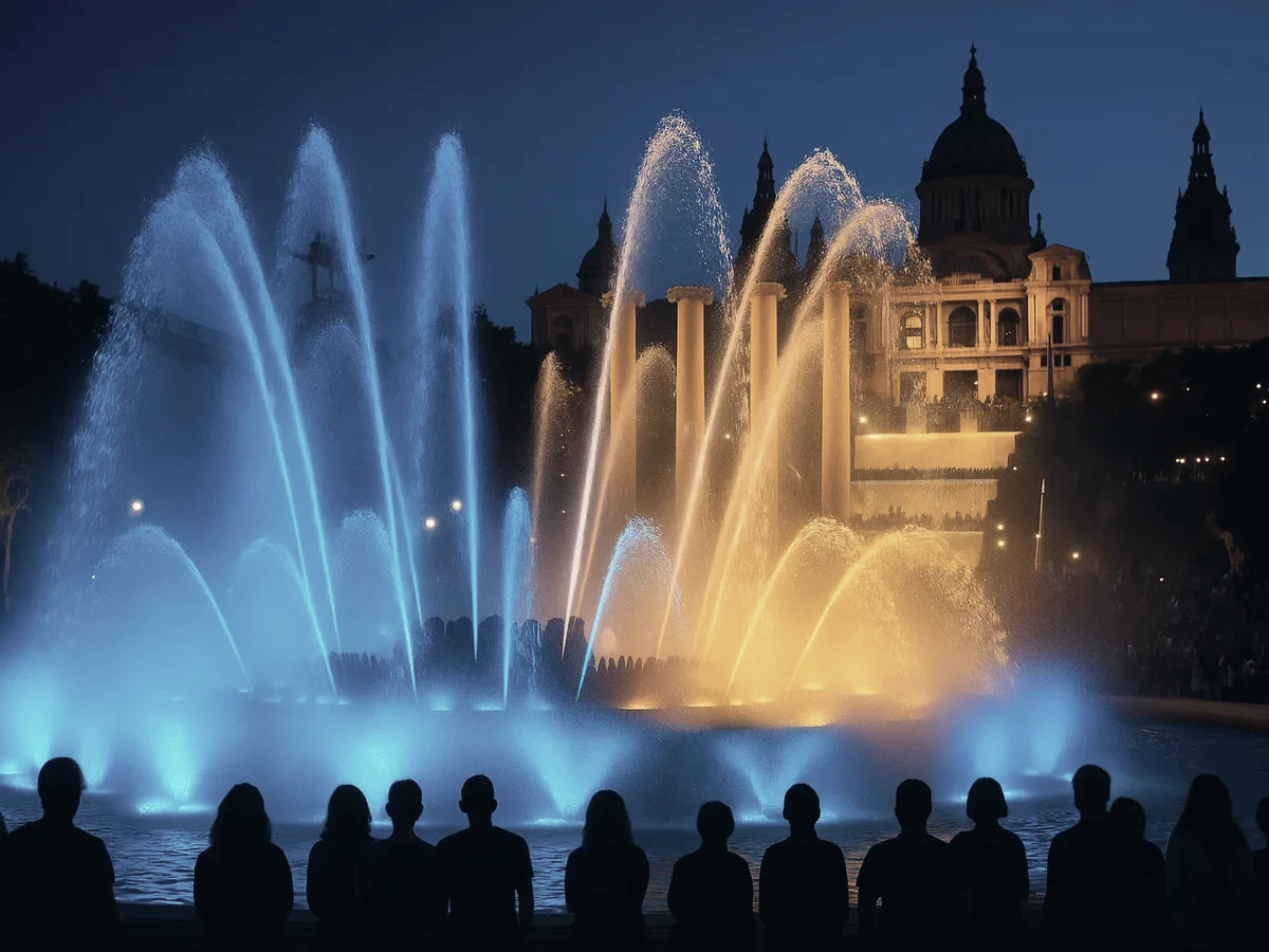 The Magic Fountain of Montjuïc lit up at night