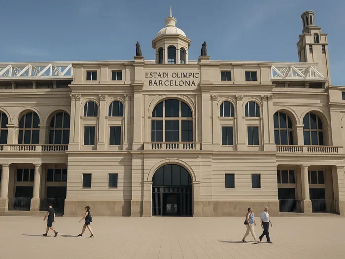 The facade of the Olympic Stadium on Montjuïc