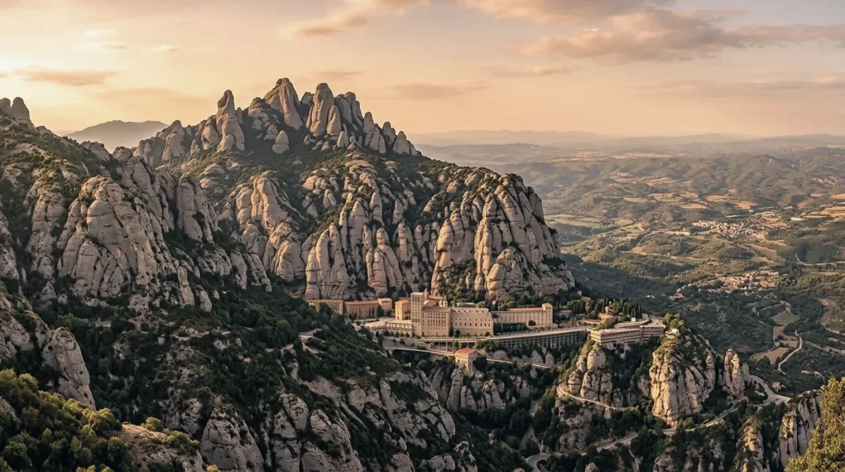 The jagged peaks of Montserrat above the monastery